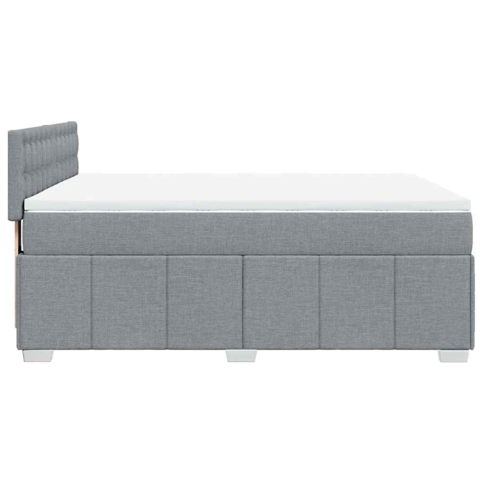 Cama box spring con colchón tela gris claro 140x200