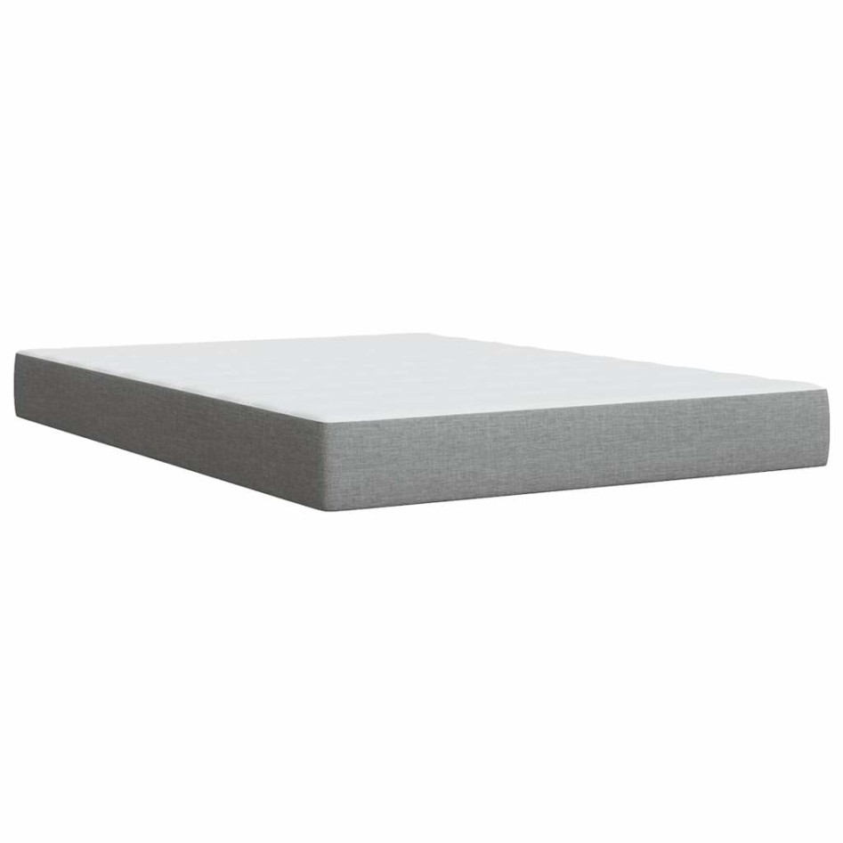 Cama box spring con colchón tela gris claro 140x200