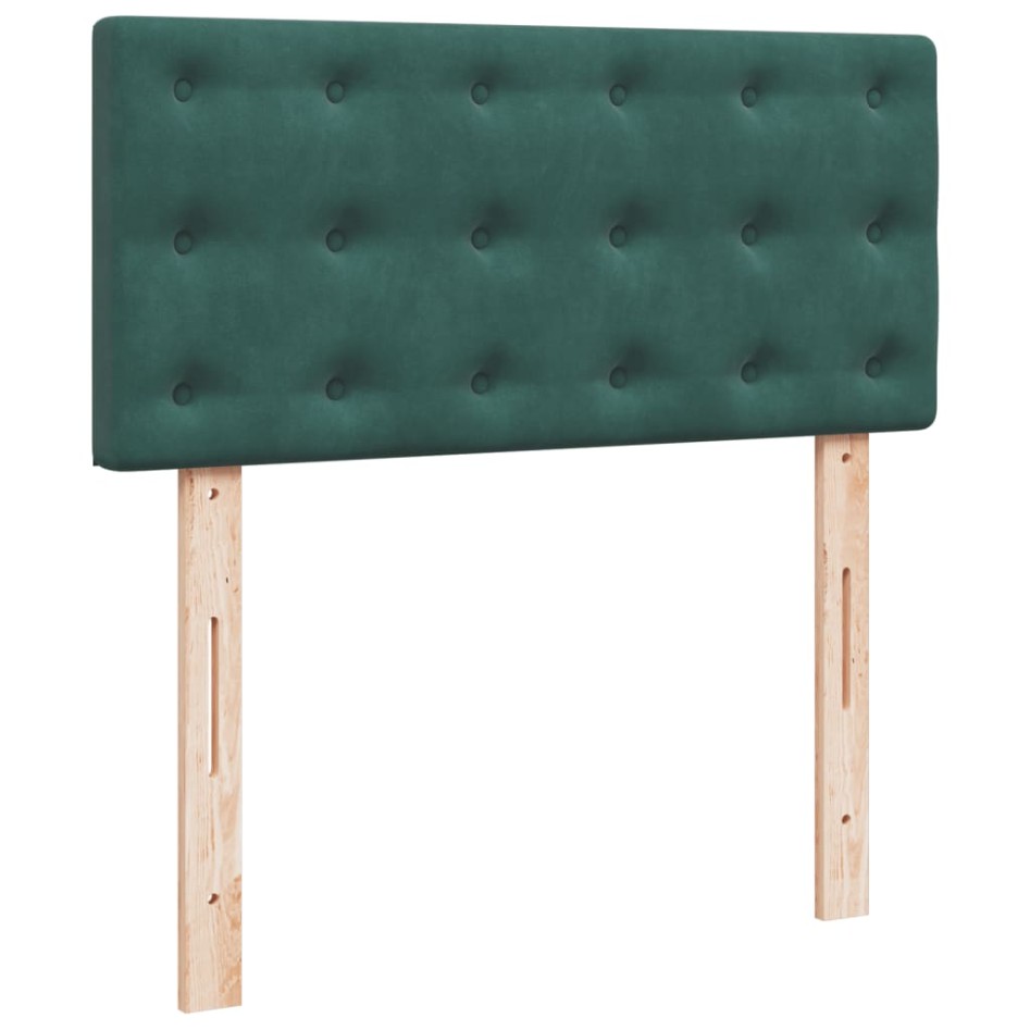 Cama box spring con colchón terciopelo verde oscuro 90x190
