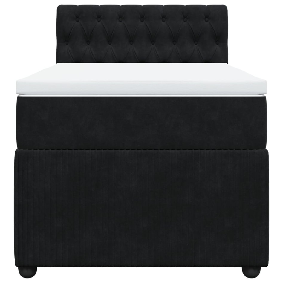 Cama box spring con colchón cuero sintético negro 90x190