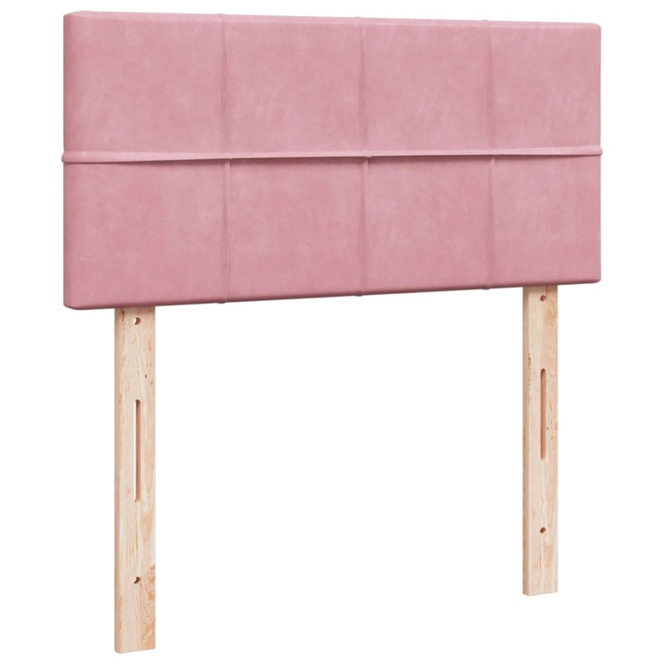 Cama box spring con colchón terciopelo rosa 90x200