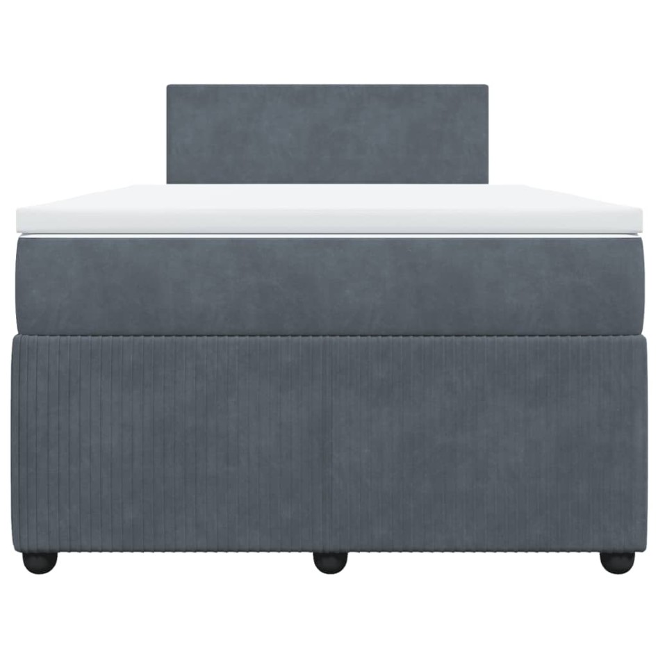 Cama box spring con colchón terciopelo gris oscuro 120x190