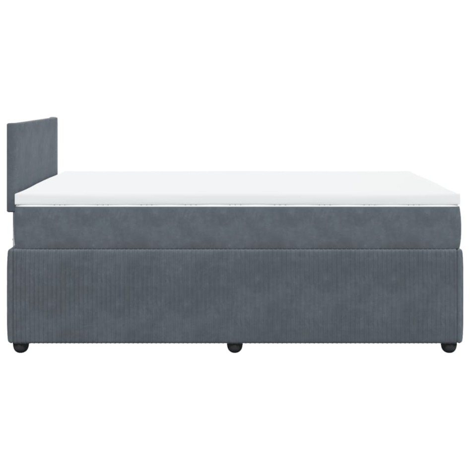Cama box spring con colchón terciopelo gris oscuro 120x190