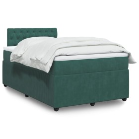Cama box spring con colchón terciopelo verde oscuro 120x190