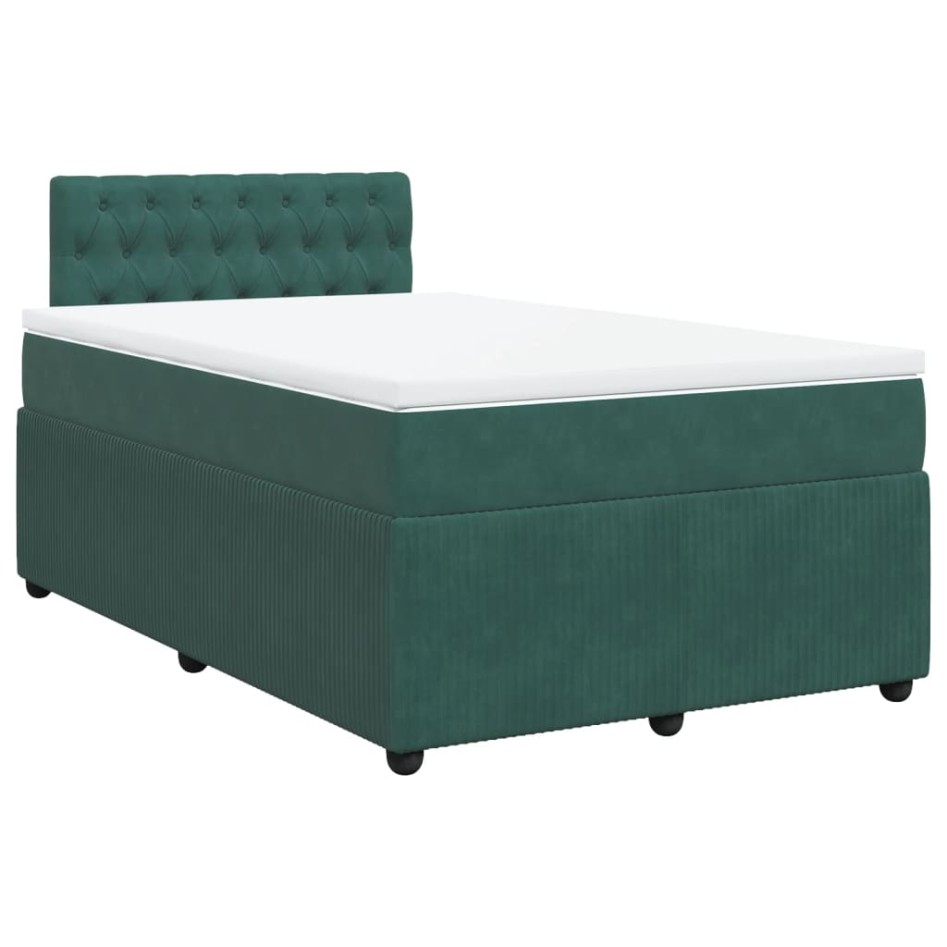 Cama box spring con colchón terciopelo verde oscuro 120x190