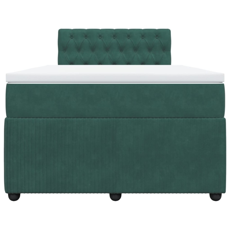 Cama box spring con colchón terciopelo verde oscuro 120x190