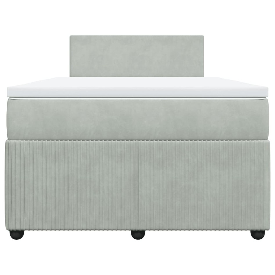 Cama box spring con colchón terciopelo gris claro 120x200