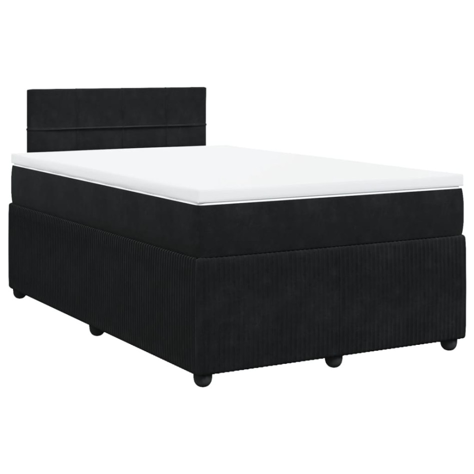 Cama box spring con colchón terciopelo negro 120x200