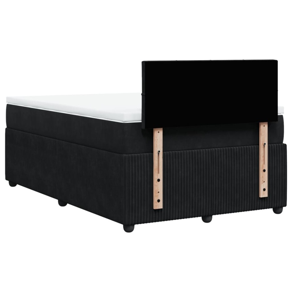Cama box spring con colchón terciopelo negro 120x200