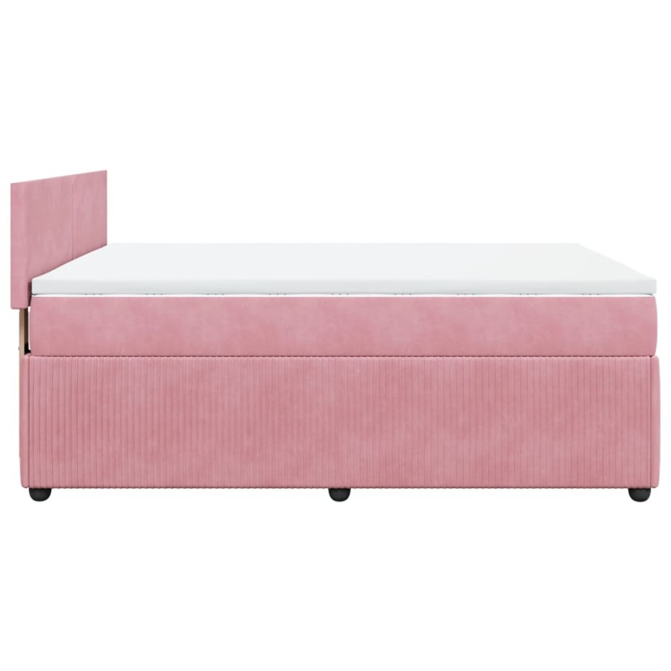 Cama box spring con colchón terciopelo rosa 140x190