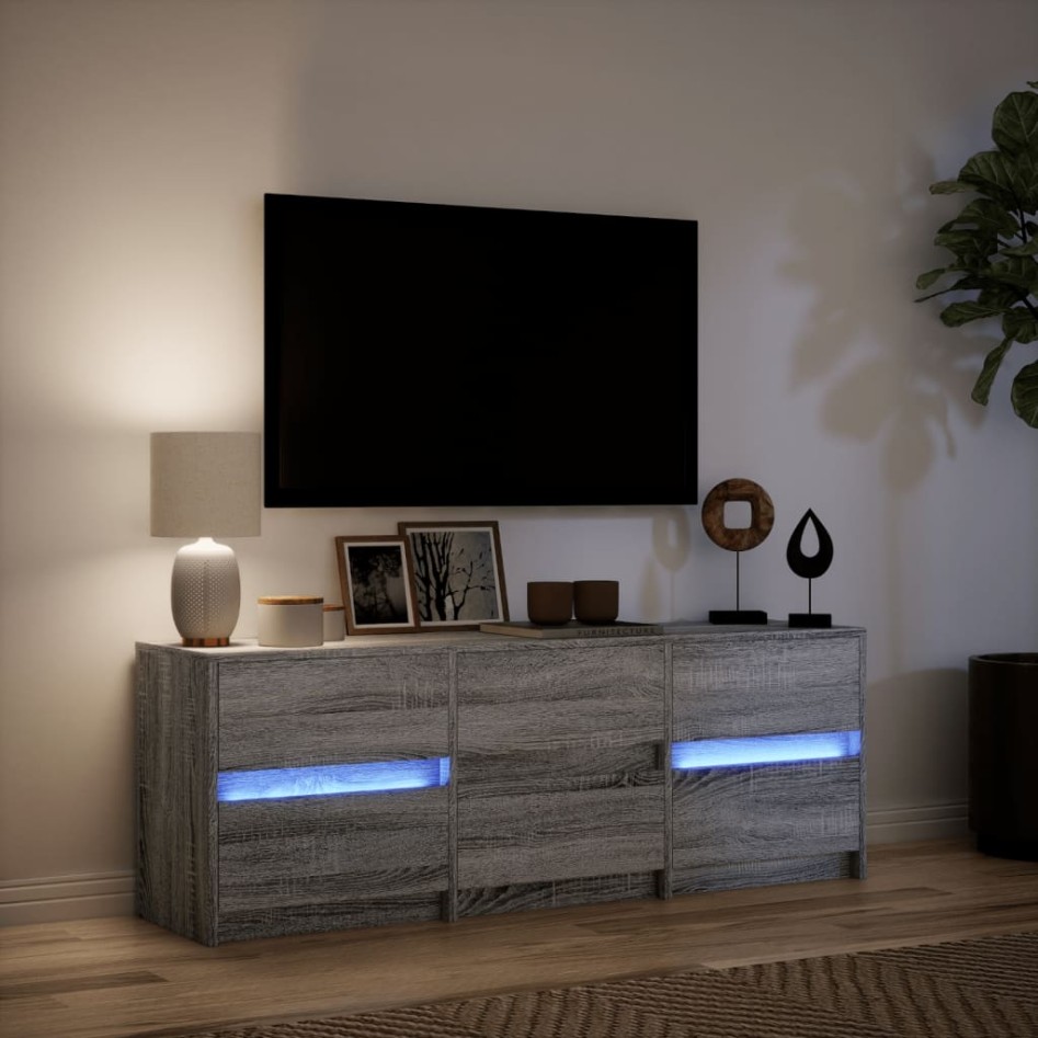 Mueble de TV madera ingeniería gris Sonoma 140x34x50
