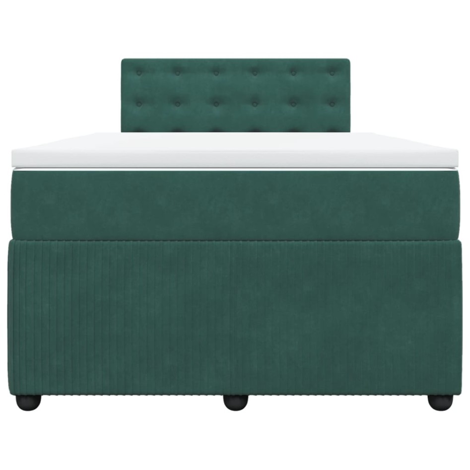 Cama box spring con colchón terciopelo verde oscuro 120x200