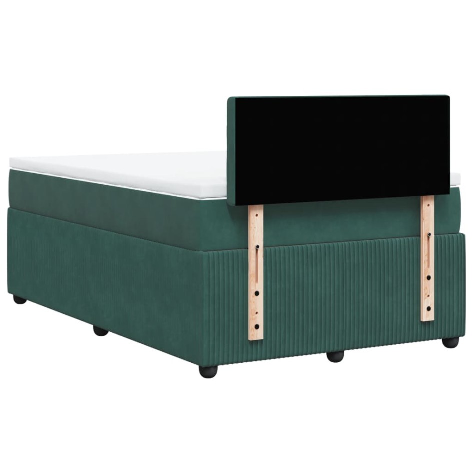 Cama box spring con colchón terciopelo verde oscuro 120x200