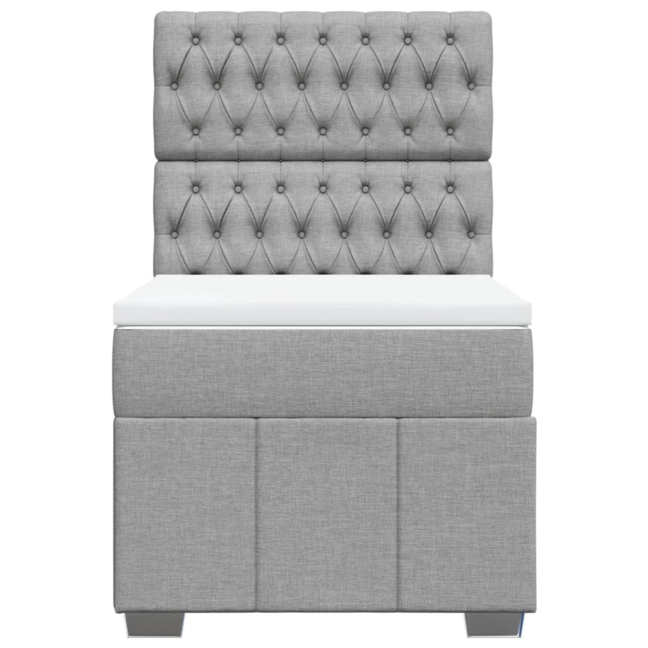 Cama box spring con colchón tela gris claro 90x190
