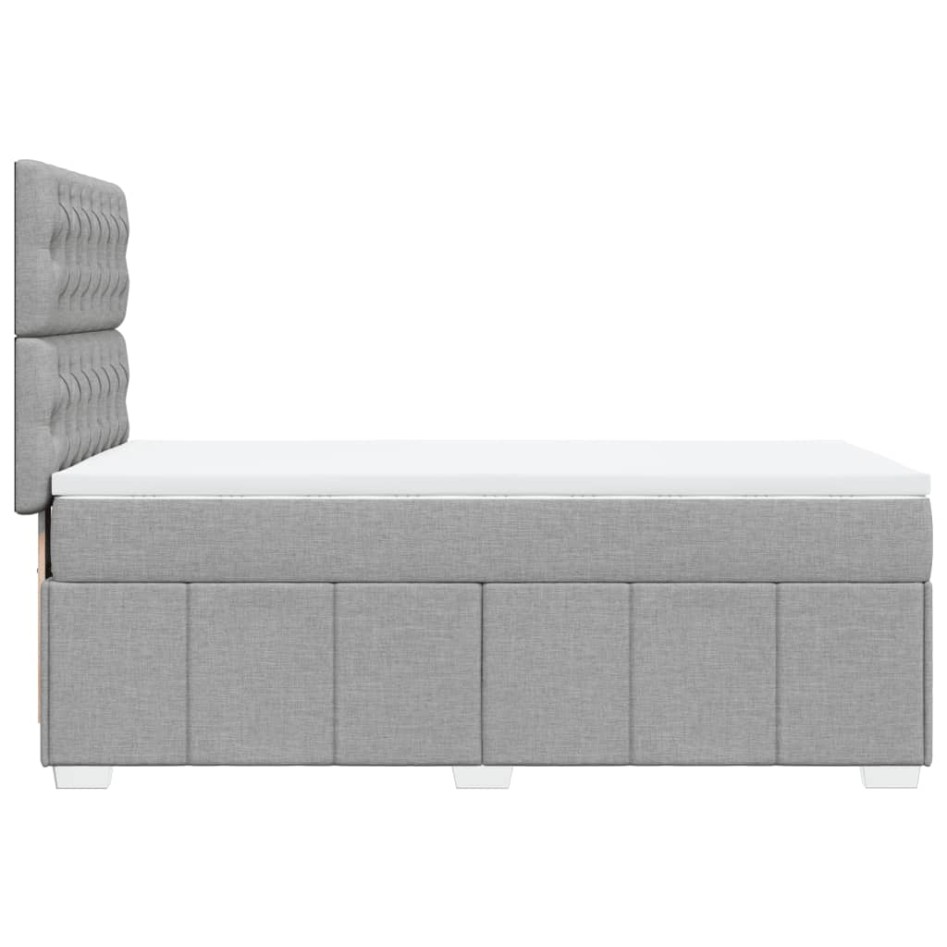 Cama box spring con colchón tela gris claro 90x190