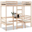 Cama alta con escritorio y asientos madera maciza 90x190 cm