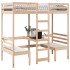 Cama alta con escritorio y asientos madera maciza 90x190