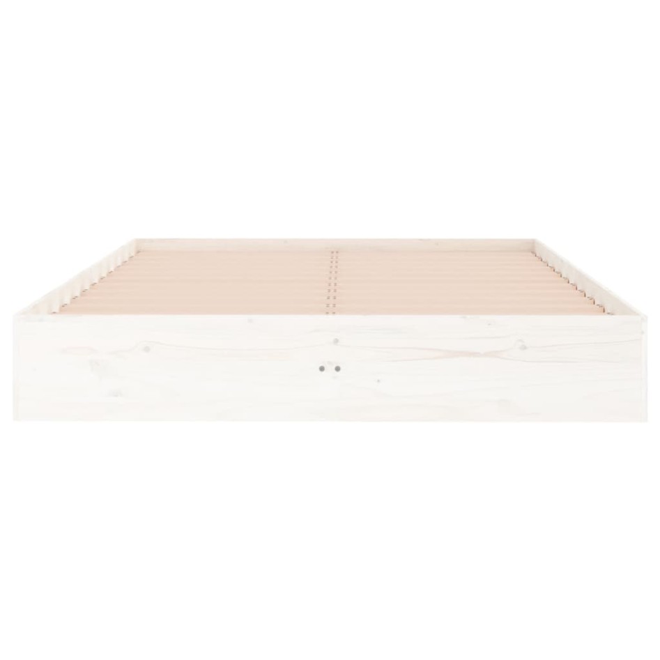 Estructura de cama doble pequeña madera maciza blanca