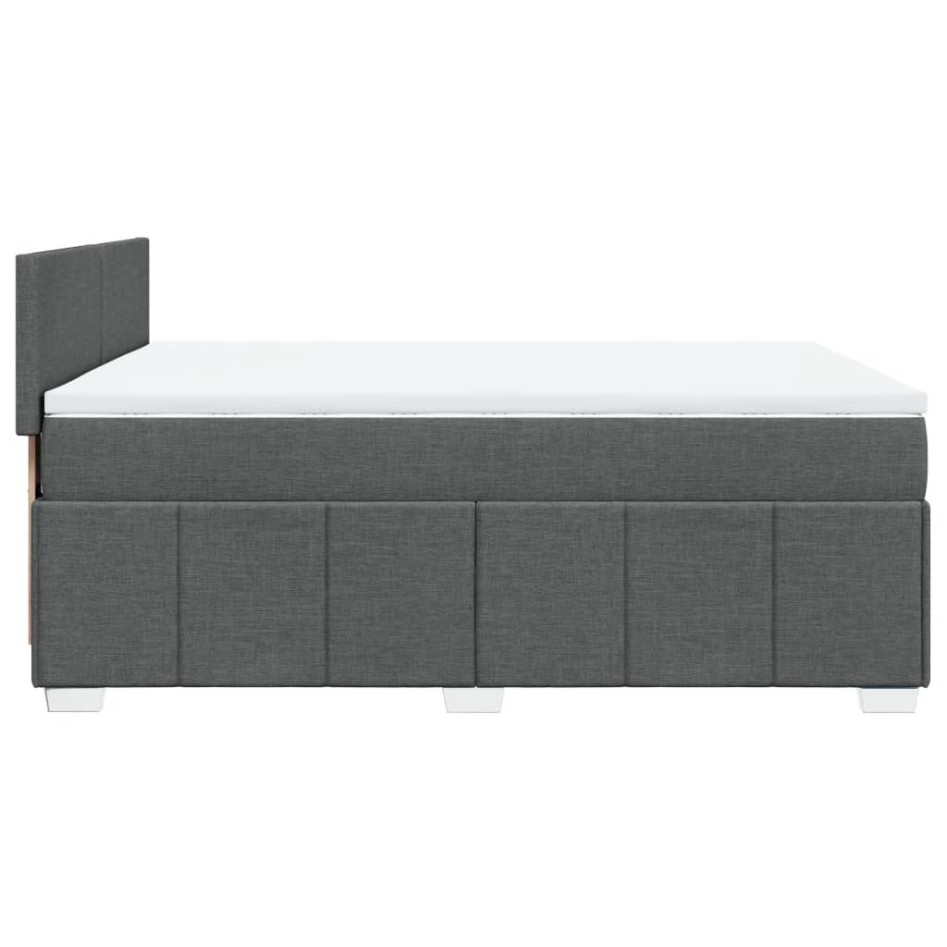 Cama box spring con colchón tela gris oscuro 160x200