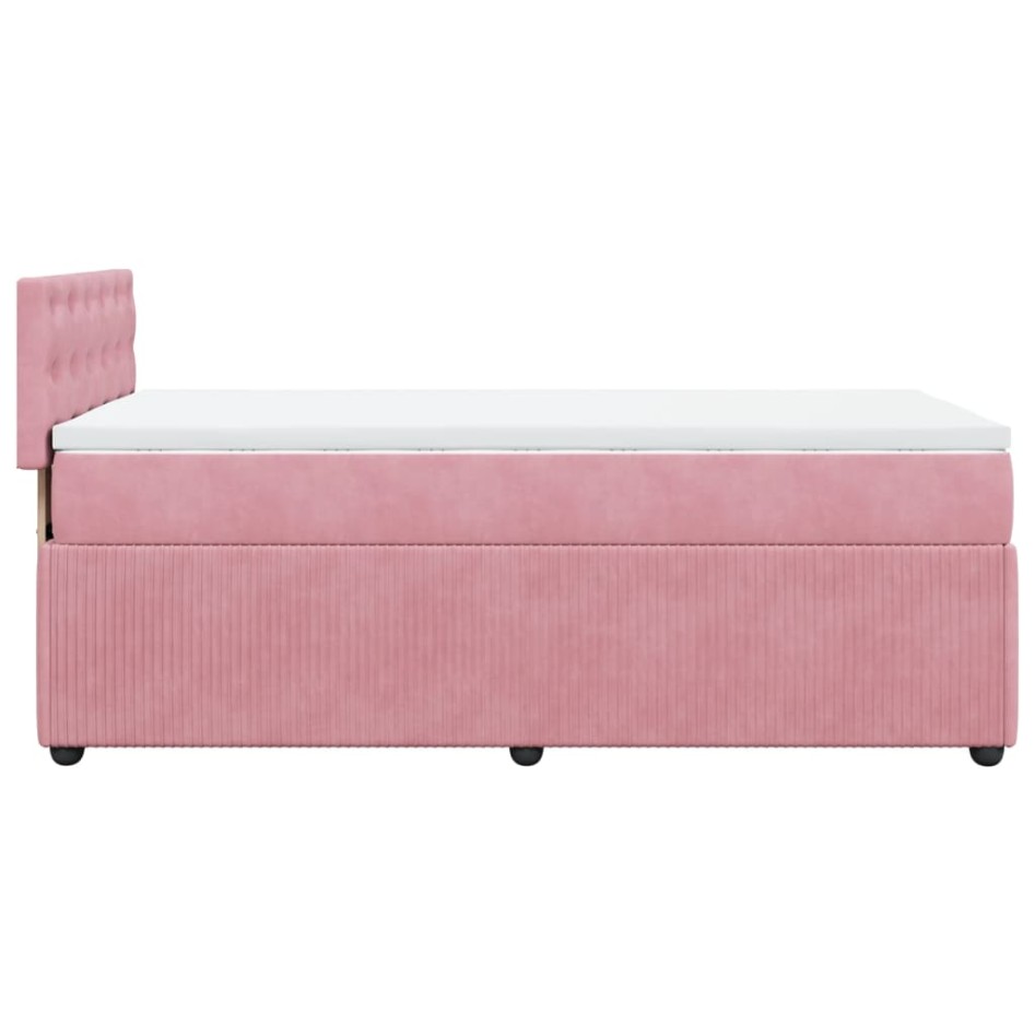 Cama box spring con colchón terciopelo rosa 90x200