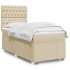 Cama box spring con colchón tela color crema 80x200
