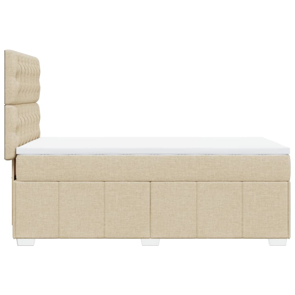 Cama box spring con colchón tela color crema 80x200