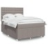 Cama box spring con colchón tela gris taupe 140x190