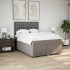Cama box spring con colchón tela gris taupe 140x190