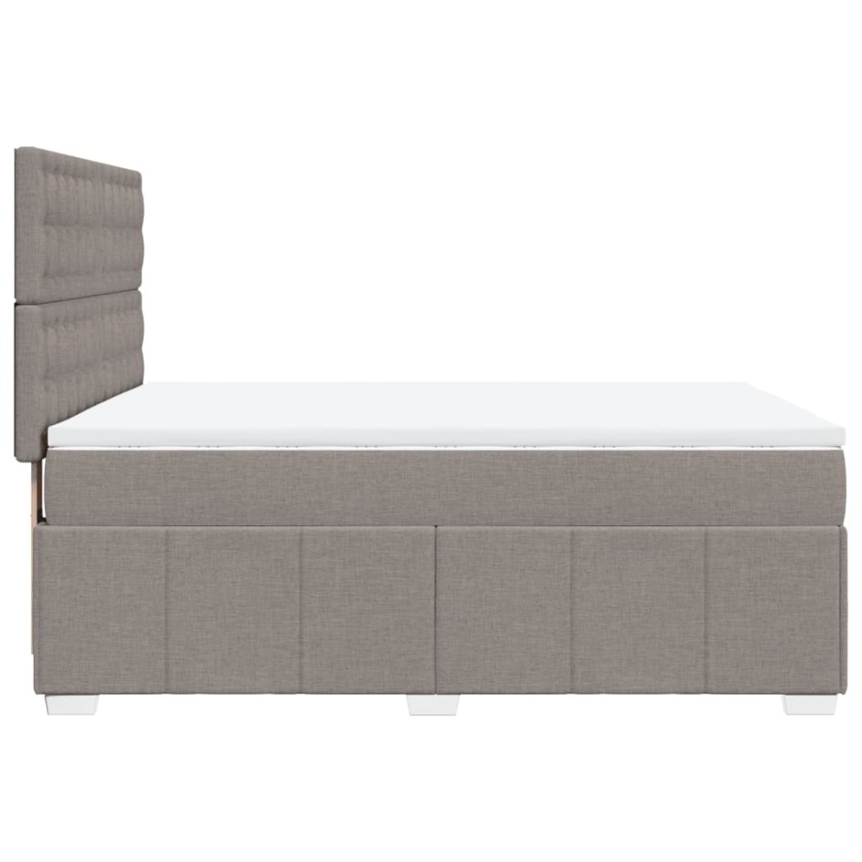 Cama box spring con colchón tela gris taupe 140x190