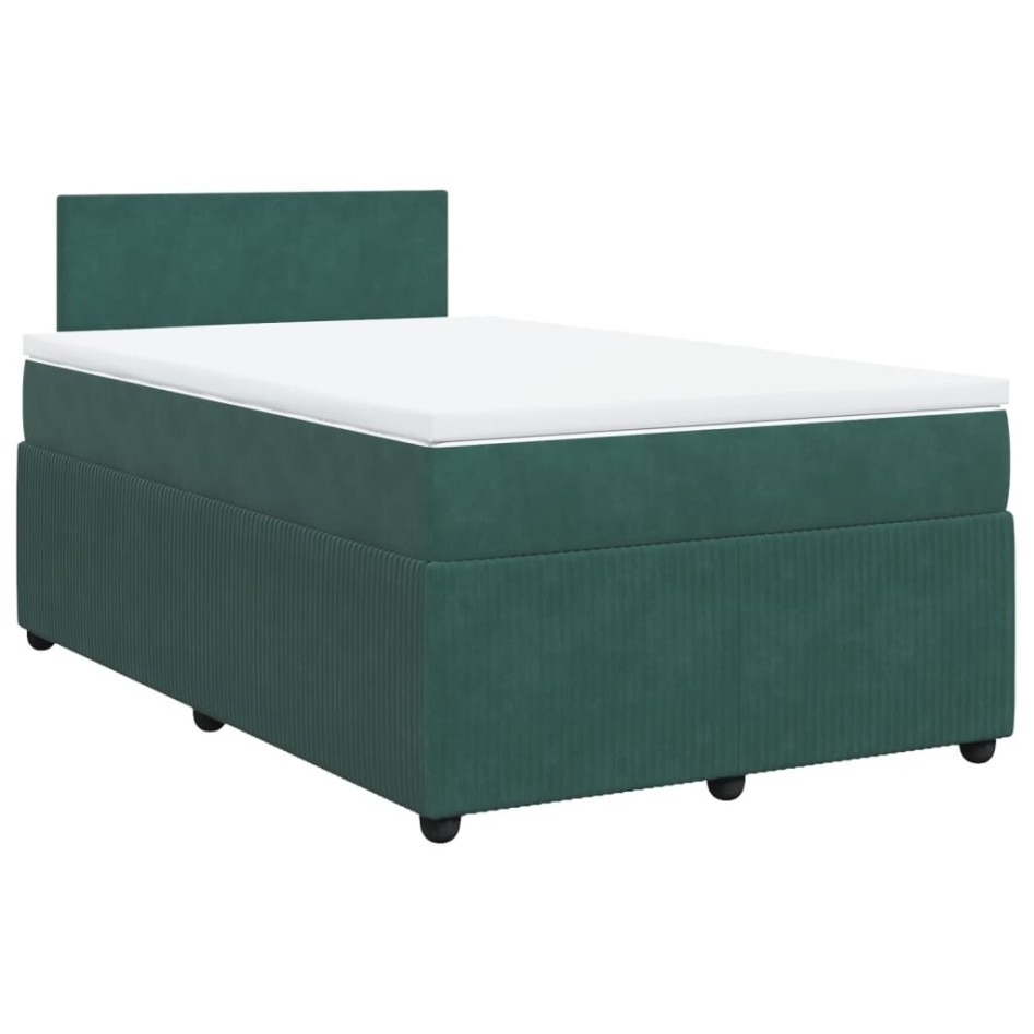 Cama box spring con colchón terciopelo verde oscuro 120x190