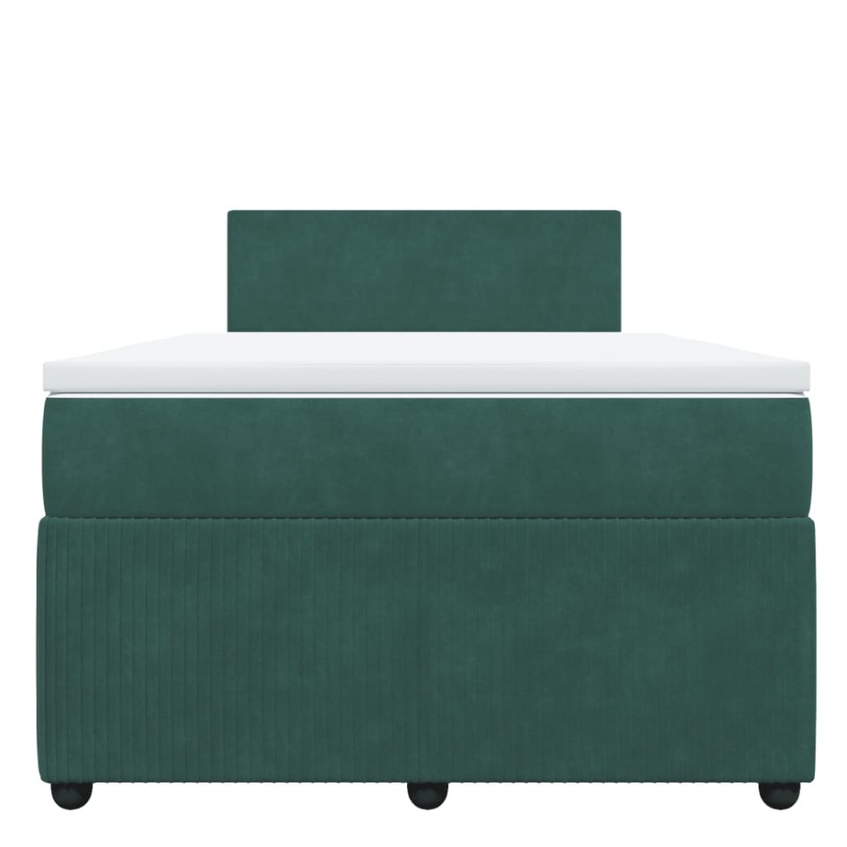 Cama box spring con colchón terciopelo verde oscuro 120x190