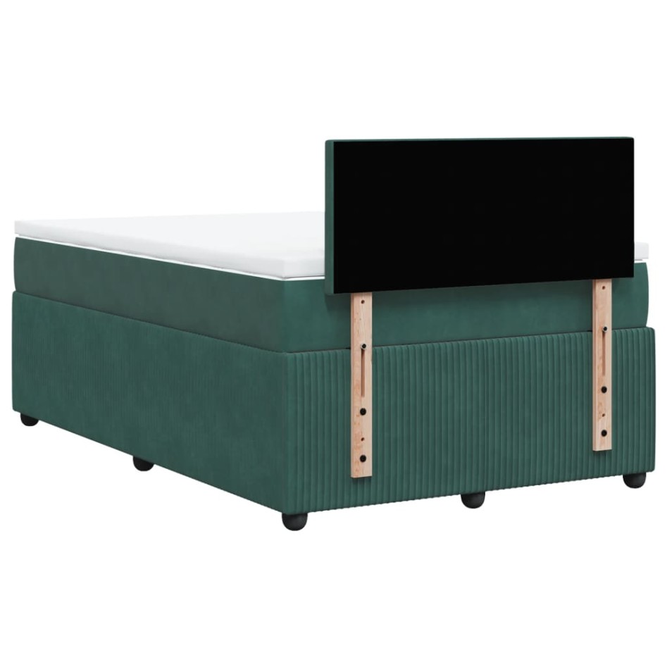 Cama box spring con colchón terciopelo verde oscuro 120x190