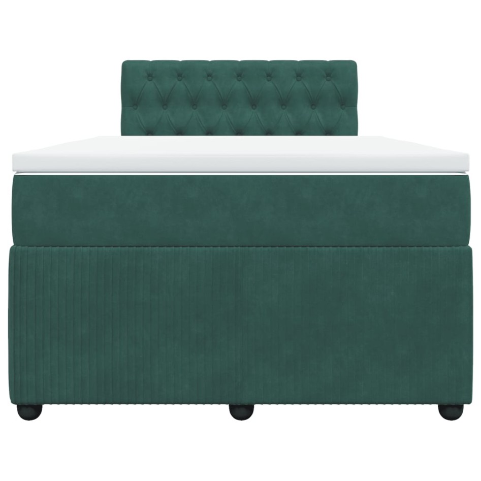 Cama box spring con colchón terciopelo verde oscuro 120x200