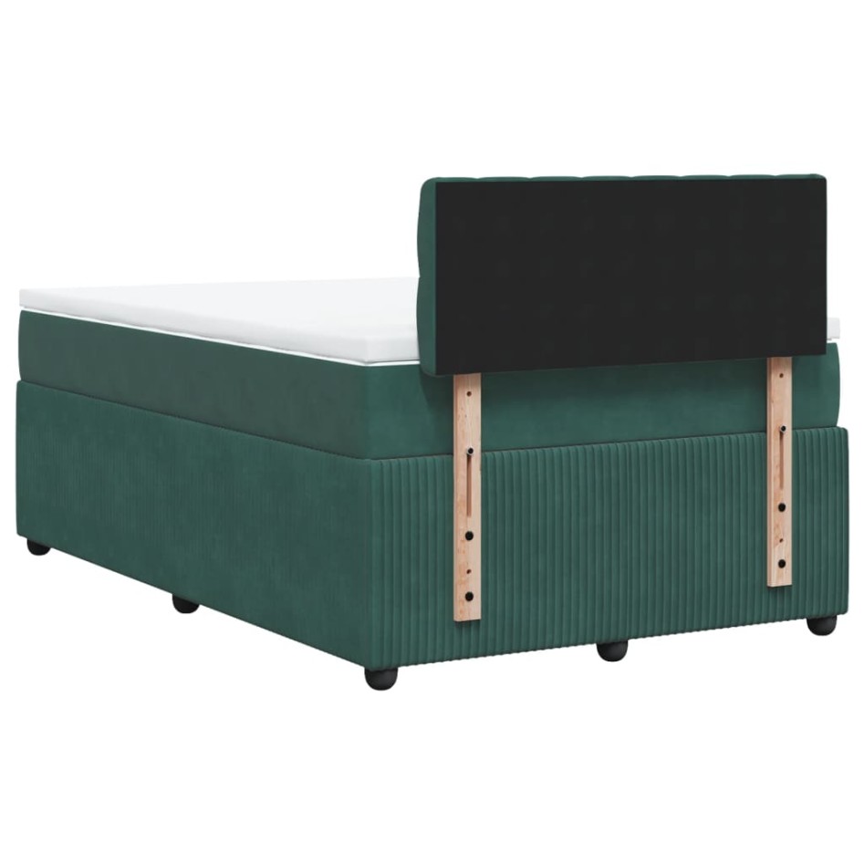 Cama box spring con colchón terciopelo verde oscuro 120x200