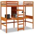 Cama alta sin colchón madera maciza pino marrón cera 75x190