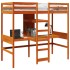Cama alta sin colchón madera maciza pino marrón cera 75x190