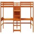 Cama alta sin colchón madera maciza pino marrón cera 75x190