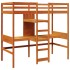 Cama alta sin colchón madera maciza pino marrón cera 80x200