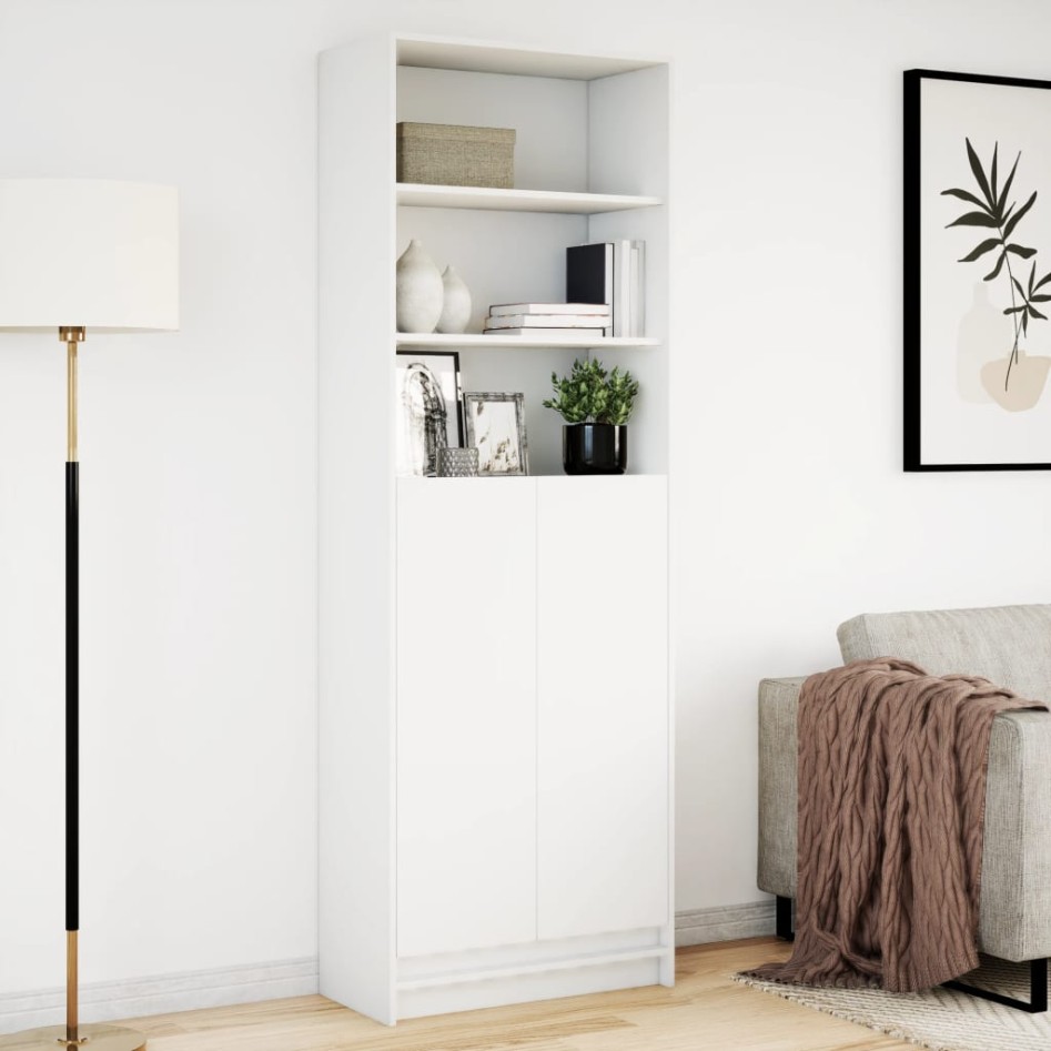 Aparador con LED madera de ingeniería blanco 69x32,5x200