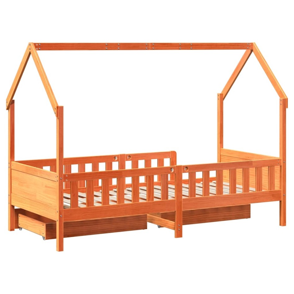 Estructura de cama para niños con cajones madera pino 90x200