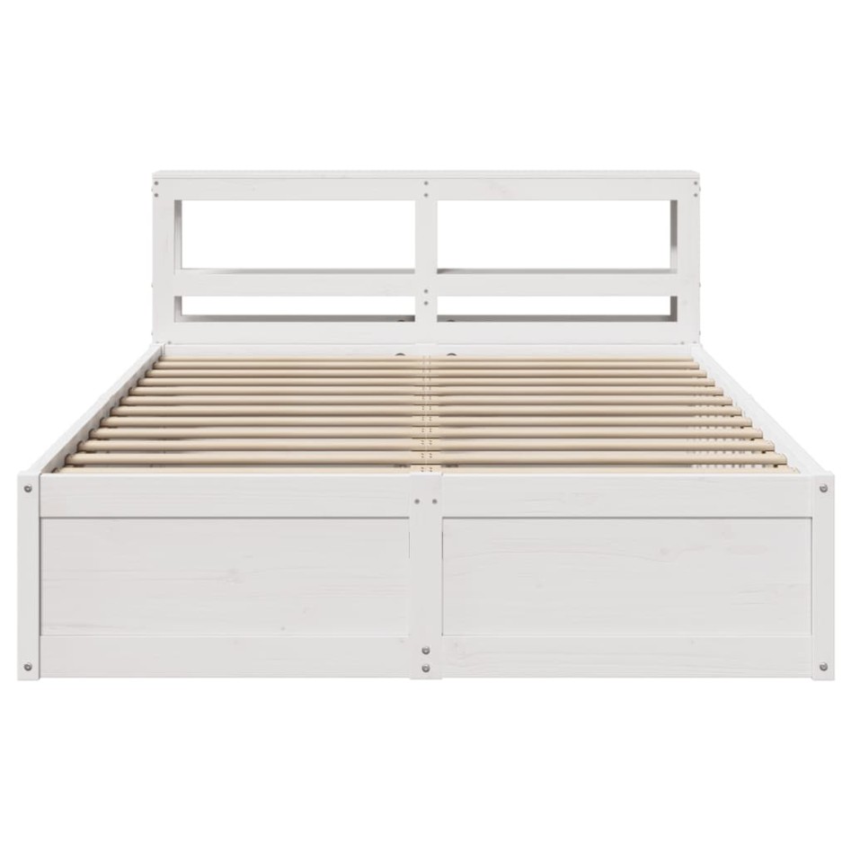 Estructura de cama con cabecero madera pino blanco 160x200