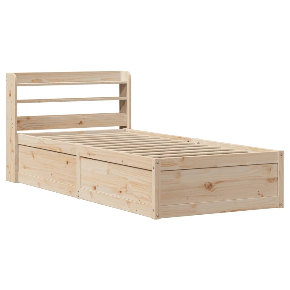 Estructura de cama con cabecero madera maciza pino 75x190