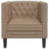 Sillón Chesterfield de cuero artificial marrón