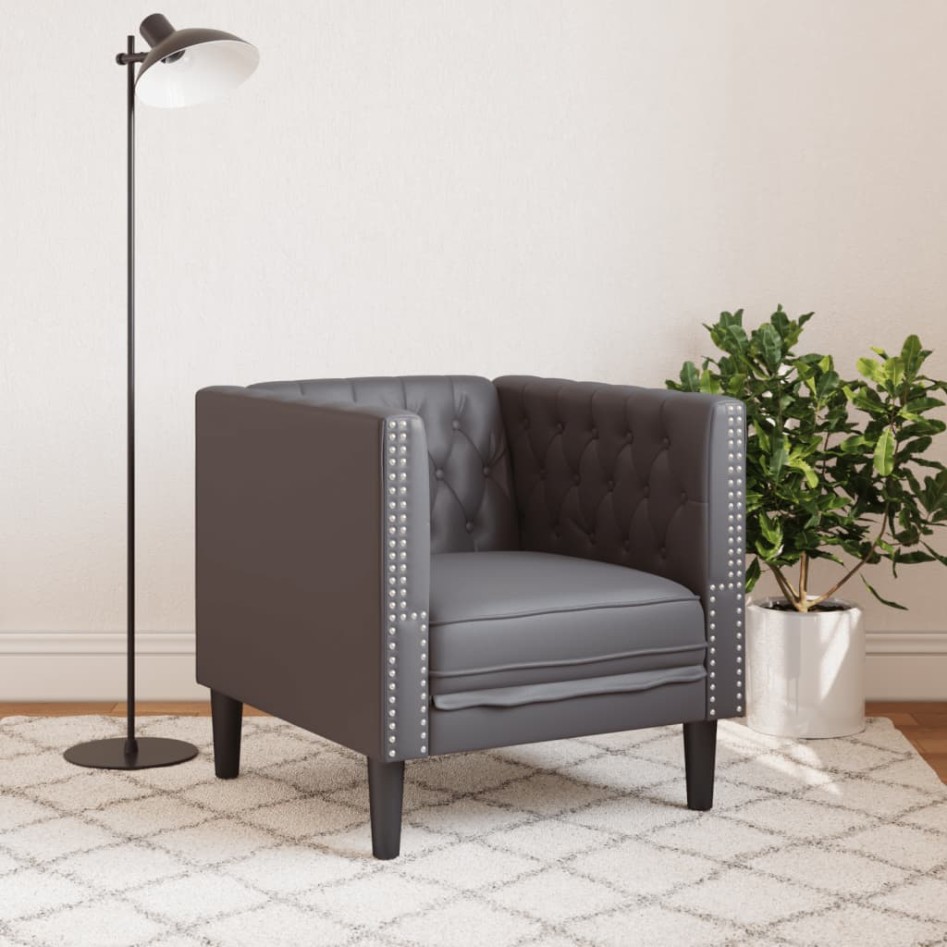 Sillón Chesterfield de cuero artificial