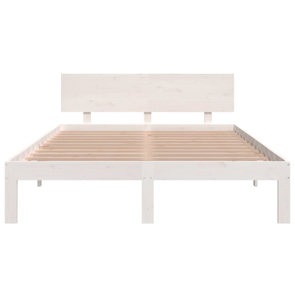 Estructura de cama madera maciza blanca King Size 150x200
