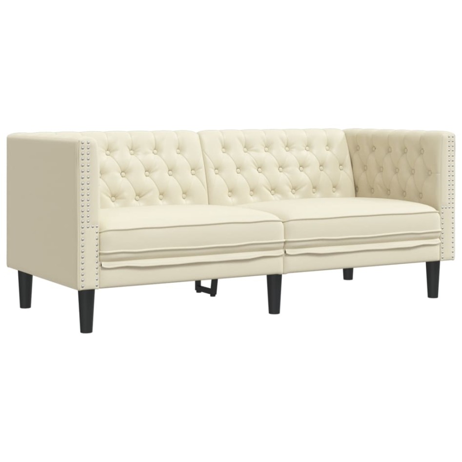 Sofá Chesterfield de 2 plazas cuero artificial blanco
