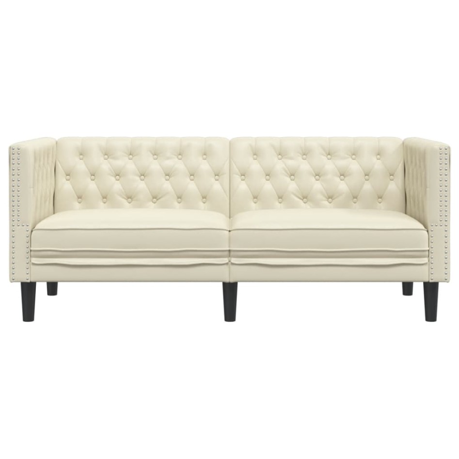 Sofá Chesterfield de 2 plazas cuero artificial blanco