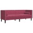 Sofá Chesterfield 3 plazas con cojines terciopelo rojo