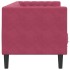 Sofá Chesterfield 3 plazas con cojines terciopelo rojo