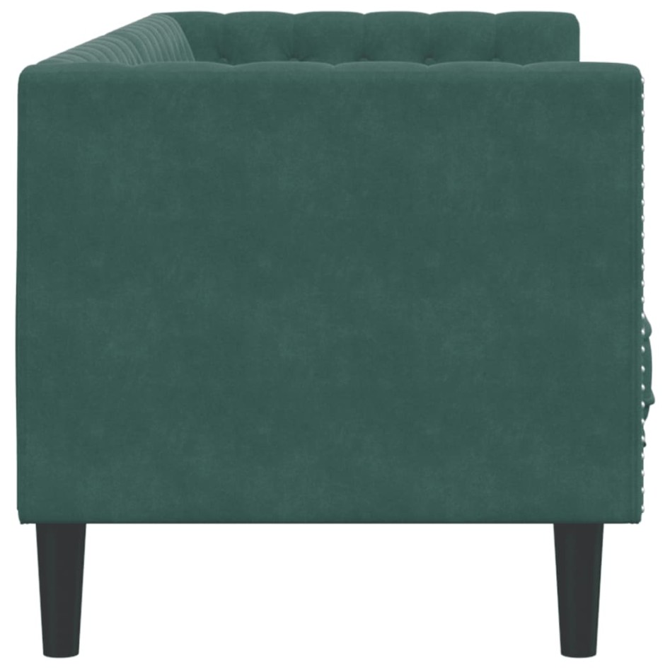 Sofá Chesterfield 3 plazas con cojines terciopelo verde